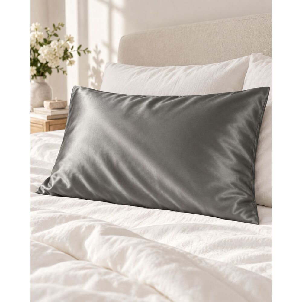 Gray 100% Mulberry Silk Pillowcase Standard Size 18x26 Luxury Bedding